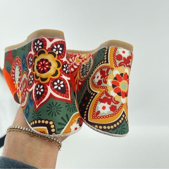 SHEIN Women’s Colorful Paisley Floral Slip-On Platform Wedge Sandals Size 8.5 - Picture 10 of 14